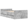 Cadre de lit avec tiroirs sans matelas gris béton 100x200 cm 