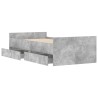 Cadre de lit avec tiroirs sans matelas gris béton 100x200 cm 