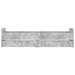 Cadre de lit avec tiroirs sans matelas gris béton 100x200 cm 