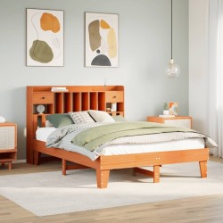Cadre de lit sans matelas cire marron 140x200cm bois pin massif 