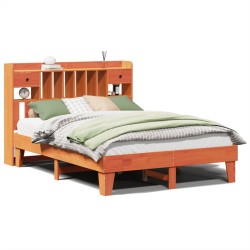 Cadre de lit sans matelas cire marron 140x200cm bois pin massif 