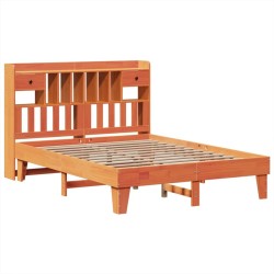 Cadre de lit sans matelas cire marron 140x200cm bois pin massif 