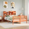 Lit bibliothèque sans matelas cire marron 150x200 cm pin massif 