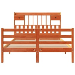 Lit bibliothèque sans matelas cire marron 150x200 cm pin massif 
