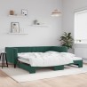Lit de jour avec gigogne sans matelas vert foncé 100x200 cm 
