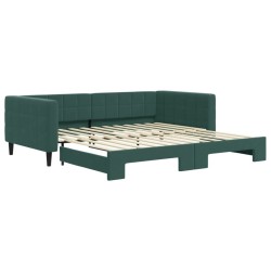 Lit de jour avec gigogne sans matelas vert foncé 100x200 cm 