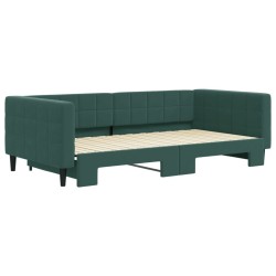 Lit de jour avec gigogne sans matelas vert foncé 100x200 cm 