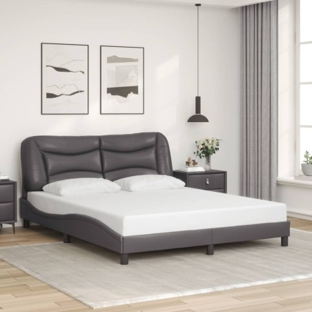 Cadre de lit sans matelas gris 160x200 cm similicuir 