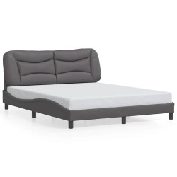 Cadre de lit sans matelas gris 160x200 cm similicuir 