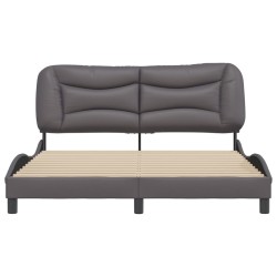 Cadre de lit sans matelas gris 160x200 cm similicuir 