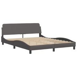 Cadre de lit sans matelas gris 160x200 cm similicuir 