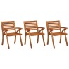 Chaises à manger de jardin avec coussins lot de 3 Acacia massif 