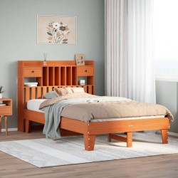 Cadre de lit sans matelas cire marron 120x190cm bois pin massif 