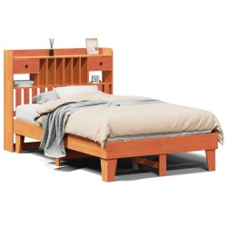 Cadre de lit sans matelas cire marron 120x190cm bois pin massif 
