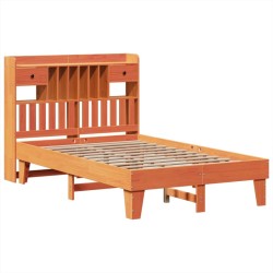 Cadre de lit sans matelas cire marron 120x190cm bois pin massif 