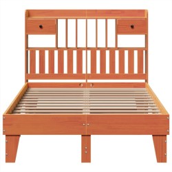 Cadre de lit sans matelas cire marron 120x190cm bois pin massif 