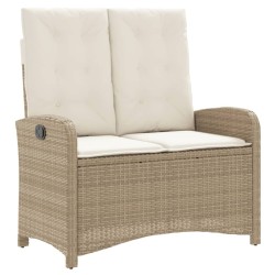 Ensemble à manger de jardin et coussins 2 pcs beige poly rotin 