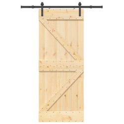 Porte coulissante et kit de quincaillerie 85x210 cm pin massif 