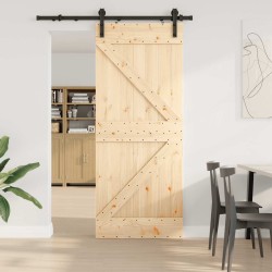 Porte coulissante et kit de quincaillerie 85x210 cm pin massif 