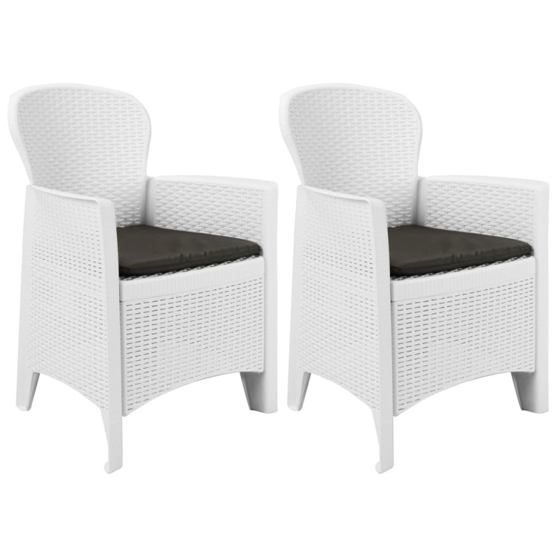 Chaise de jardin lot de 2 coussin Blanc Plastique Aspect rotin Chaise de jardin lot de 2 coussin Blanc Plastique Aspect rotin
