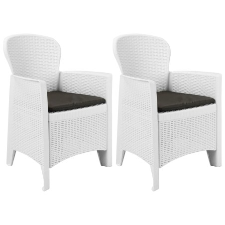 Chaise de jardin lot de 2 coussin Blanc Plastique Aspect rotin 