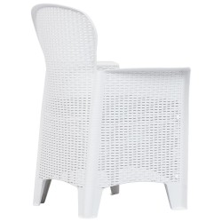 Chaise de jardin lot de 2 coussin Blanc Plastique Aspect rotin 