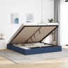 Cadre de lit ottoman sans matelas bleu 200x200 cm tissu 