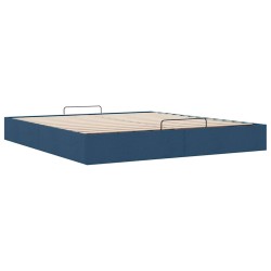 Cadre de lit ottoman sans matelas bleu 200x200 cm tissu 