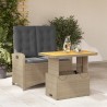 Ensemble à manger de jardin et coussins 2 pcs beige poly rotin 