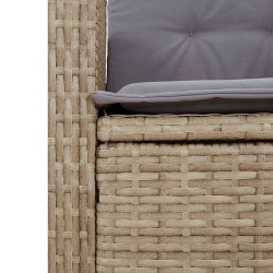Ensemble à manger de jardin et coussins 2 pcs beige poly rotin 