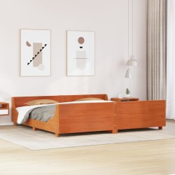 Cadre de lit sans matelas cire marron 200x200cm bois pin massif 