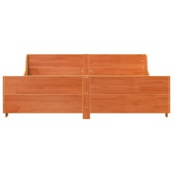 Cadre de lit sans matelas cire marron 200x200cm bois pin massif 