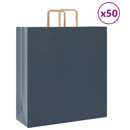 Sacs en papier 50 pcs avec poignées bleu 45x17x48 cm 