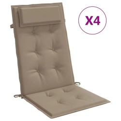 Coussins de chaise à dossier haut lot de 4 taupe tissu oxford 