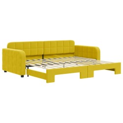 Lit de jour avec lit gigogne jaune 90x200 cm velours 