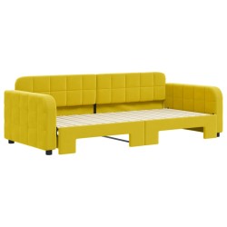 Lit de jour avec lit gigogne jaune 90x200 cm velours 
