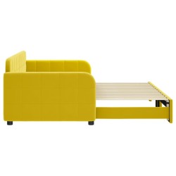Lit de jour avec lit gigogne jaune 90x200 cm velours 
