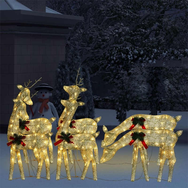 Rennes de Noël 6 pcs Doré Blanc chaud Maille 