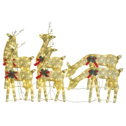 Rennes de Noël 6 pcs Doré Blanc chaud Maille 