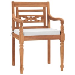Chaises Batavia lot de 2 avec coussins Bois de teck solide 