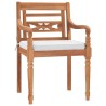 Chaises Batavia lot de 2 avec coussins Bois de teck solide 