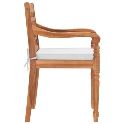 Chaises Batavia lot de 2 avec coussins Bois de teck solide 