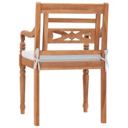 Chaises Batavia lot de 2 avec coussins Bois de teck solide 