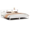 Cadre de lit sans matelas blanc 200x200 cm bois massif de pin 