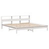 Cadre de lit sans matelas blanc 200x200 cm bois massif de pin 