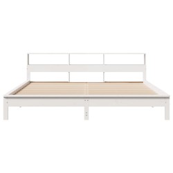 Cadre de lit sans matelas blanc 200x200 cm bois massif de pin 