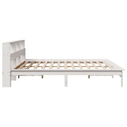 Cadre de lit sans matelas blanc 200x200 cm bois massif de pin 