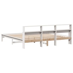 Cadre de lit sans matelas blanc 200x200 cm bois massif de pin 