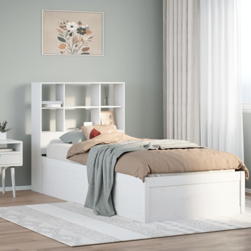 Cadre de lit sans matelas blanc 90x190 cm bois de pin massif 