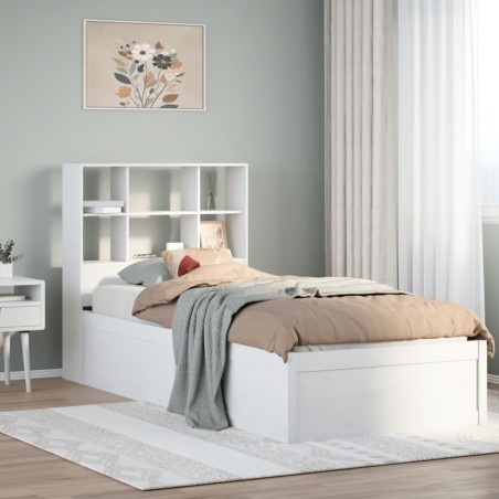 Cadre de lit sans matelas blanc 90x190 cm bois de pin massif 